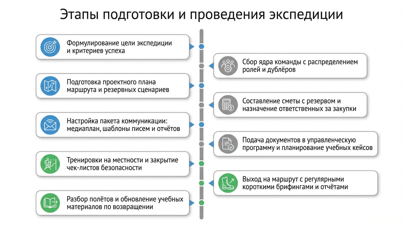 этапы подготовки и проведения экспедиции